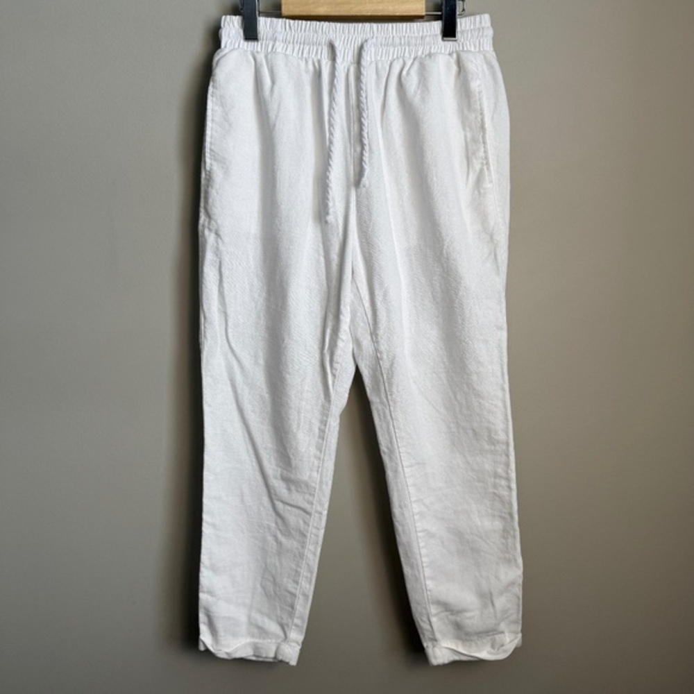 Simply Blessed‎ Women's M Rayon/Linen Pull-On High-Rise Beach Pants White Ankle